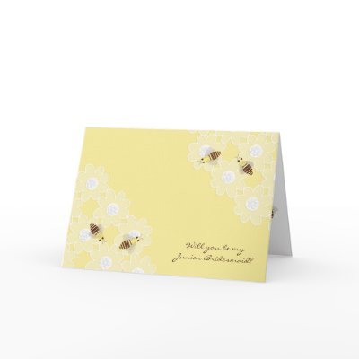Be My Junior Bridesmaid Honey Bees on Yellow Greeting Cards by BeMyBridesmaid