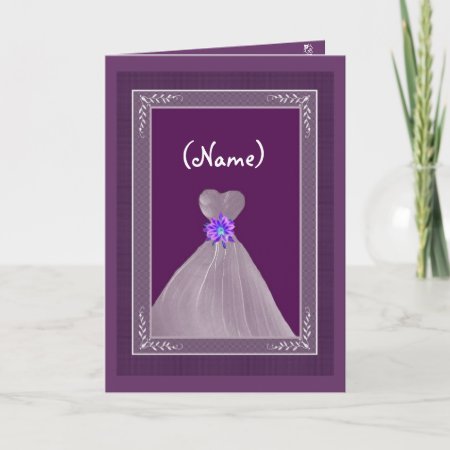 Be My Maid of Honor PLUM Theme with Flowing Gown card