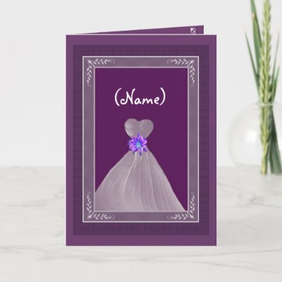 Be My Maid of Honor - PLUM Theme with Flowing Gown Greeting Cards