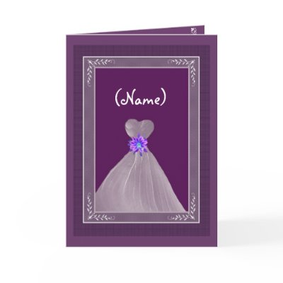 Be My Maid of Honor - PLUM Theme with Flowing Gown Greeting Cards