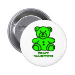 Be My Valentine Bear Green The MUSEUM Zazzle Gifts Pinback Button