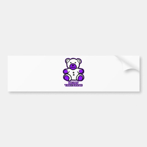 Be My Valentine Bear White Purple The MUSEUM Zazzl Bumper Stickers