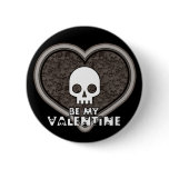 Be My Valentine Cute Punk Skull Button