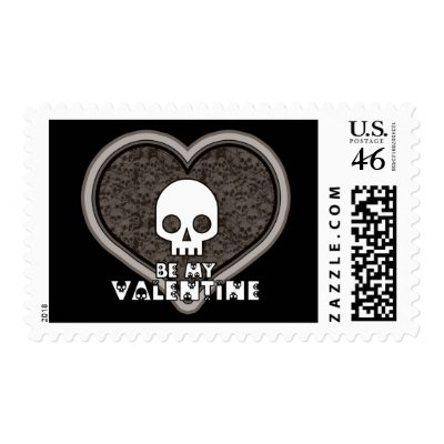 Be My Valentine Cute Punk Skull Postage Stamp by PheteFirst