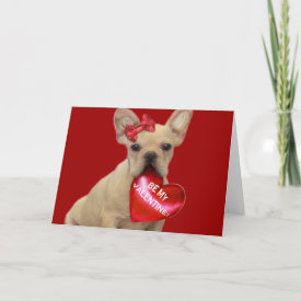 Be My Valentine French bulldog Greeting Card card