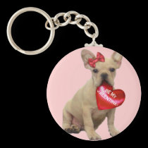 Be My Valentine French bulldog keychain keychains