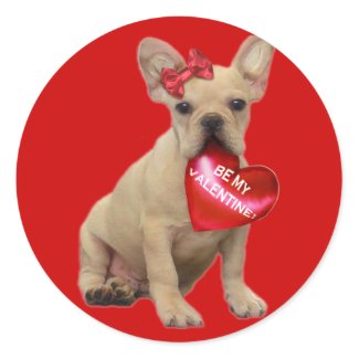 Be My Valentine French bulldog red stickers sticker