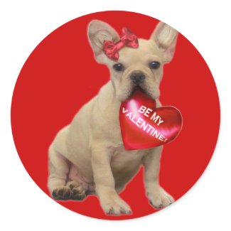 Be My Valentine French bulldog red stickers sticker