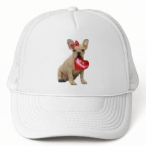 Be My Valentine French Bulldog White cap hats by ritmoboxer Be My Valentine French Bulldog White cap hats
