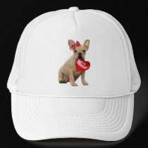 Be My Valentine French Bulldog White cap hats