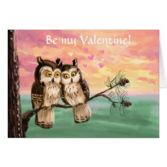Be my valentine owls greeting cards
