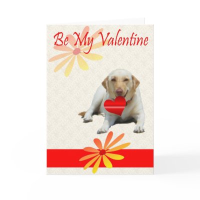 Be My Valentine Yellow Labrador Heart Card by zeena2