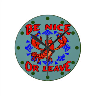 Be Nice Crawfish Round Clock