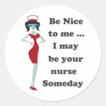 Be nice to me round stickers