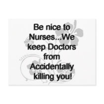 BE NICE TO NURSES POSTCARDS