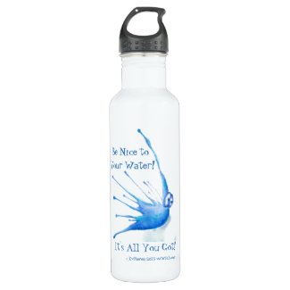 Be Nice to Your Water, 24 oz White Stainless Steel