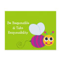 Be Responsible Cute Bee Card postcards