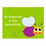 Be Responsible Cute Bee Card Postcard