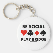 Be Social Play Bridge (Four Card Suits) Key Chains