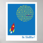 Be Stellar Rocket Alphabet for Boys Room Posters