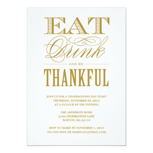 BE THANKFUL | THANKSGIVING DINNER INVITATION (front side)