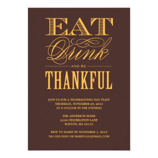 BE THANKFUL | THANKSGIVING DINNER INVITATION (front side)