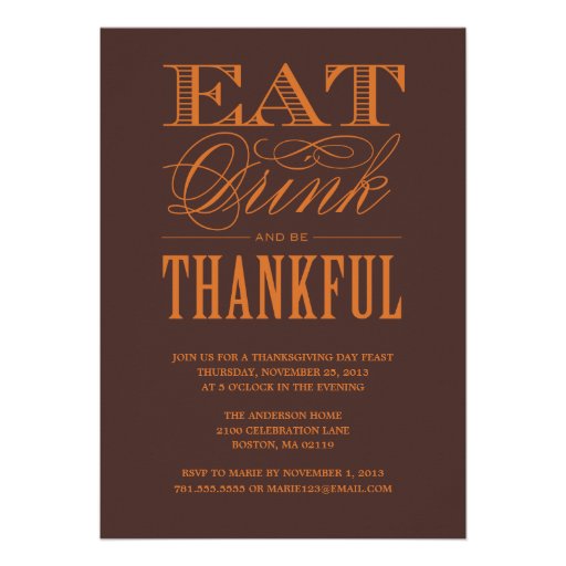BE THANKFUL | THANKSGIVING DINNER INVITATION (front side)