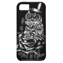 Be wise black owl with top hat illustration. iPhone 5 covers