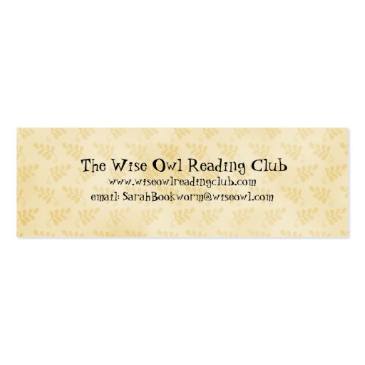 Be Wise - Bookmark Business Cards (back side)