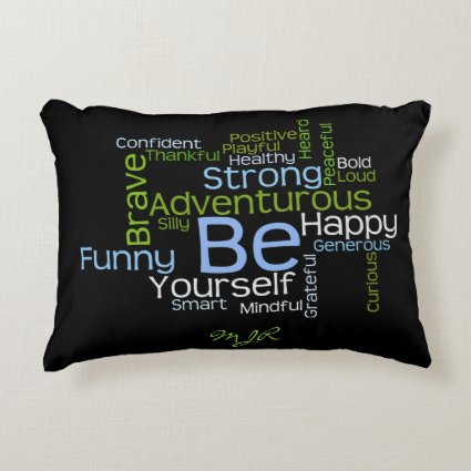 BE Yourself Inspirational Word Cloud Accent Pillow