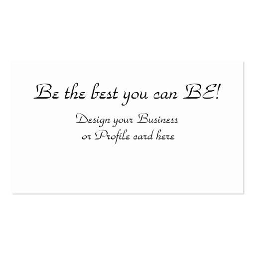 BE Yourself Inspirational Word Cloud Business Cards (back side)