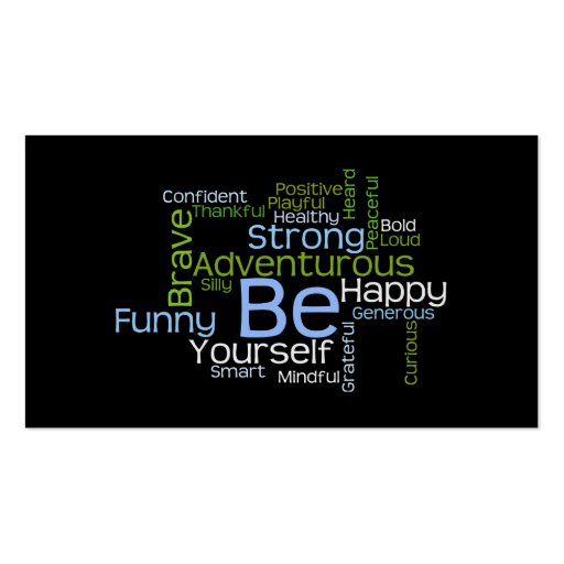BE Yourself Inspirational Word Cloud Business Cards (front side)