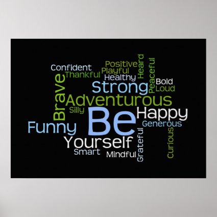 BE Yourself Inspirational Word Cloud Posters