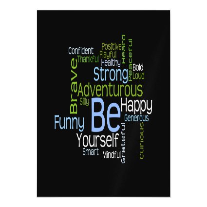 BE Yourself Inspirational Word Cloud Magnetic Invitations