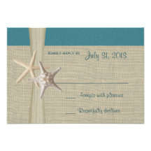 Beach Amore Teal Response Card Announcement