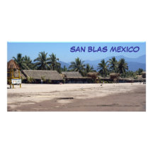 Beach and Palapas at San Blas Mexico Photo Cards