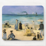 Beach at Boulogne by Manet, Vintage Impressionism Mouse Pads