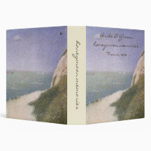 Beach at Honfleur by Seurat, Vintage Pointillism Vinyl Binders