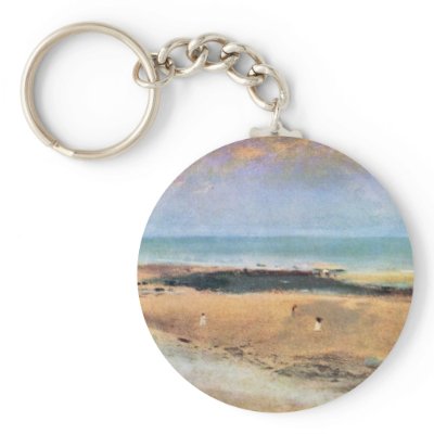 Beach At Low Tide By Edgar Degas Key Chains by Artcollection