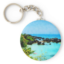 Beach at St. George Bermuda Keychains