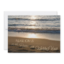 Beach at Sunset Wedding Vow Renewal Invitations
