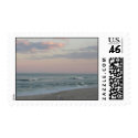 Beach at Sunset with gull postage by sueneu Beach at Sunset with gull postage