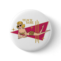 Beach Babe Pinback Buttons