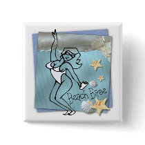 Beach Babe Pinback Button