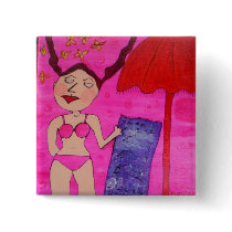 beach babe Button by Kianmaartgallery beach babe Button