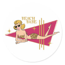 Beach Babe Round Stickers