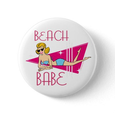 Beach Babe T-shirts Gifts Button by lesrubadesigns