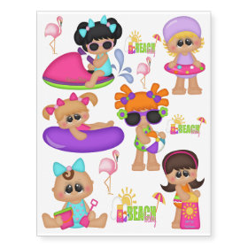 Beach Baby Kids blue pink play time tattoo