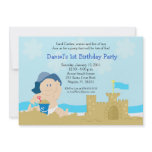 Beach Baby Sand Castle Boy Birthday Party 5x7 Invitations
