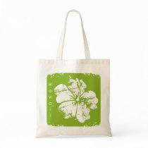 Beach Bag Hawaii Grunge Hibiscus Flower Lime Green